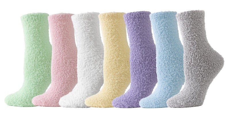TOCONFFON Women's Cozy Fluffy Fuzzy Socks Plush Home Sleep Slipper Socks - Warm Cozy Gifts Ideas for Women 5,6,7,8 Pairs(7 Solid Color) - Image 1